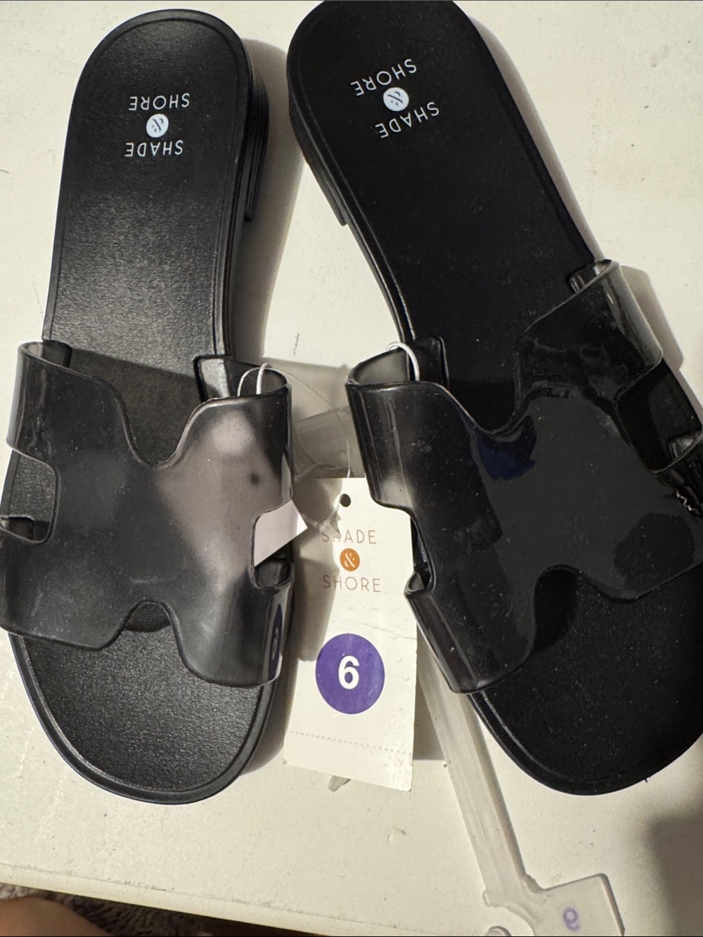Shade & Shore slip on sandals black sz 6
